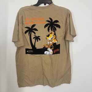 Cheetos Brand Tan Graphic Tee with Orange print Vintage Cotton Logo Medium